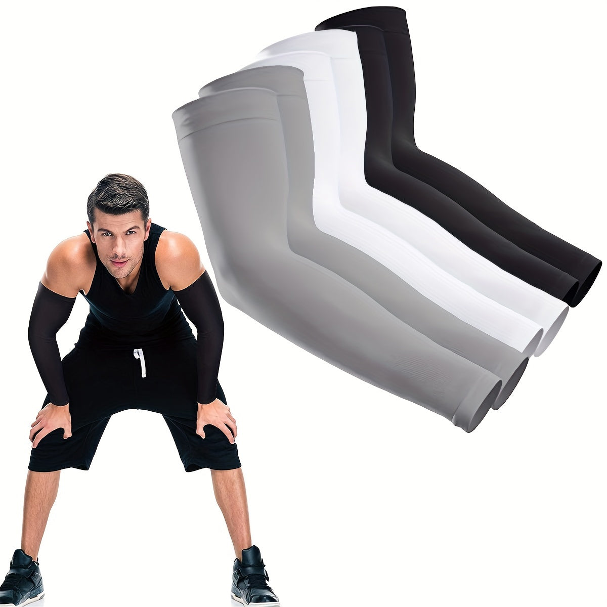 3 Pairs Unisex Sun Protection Arm Sleeves Breathable Cooling Arm Covers